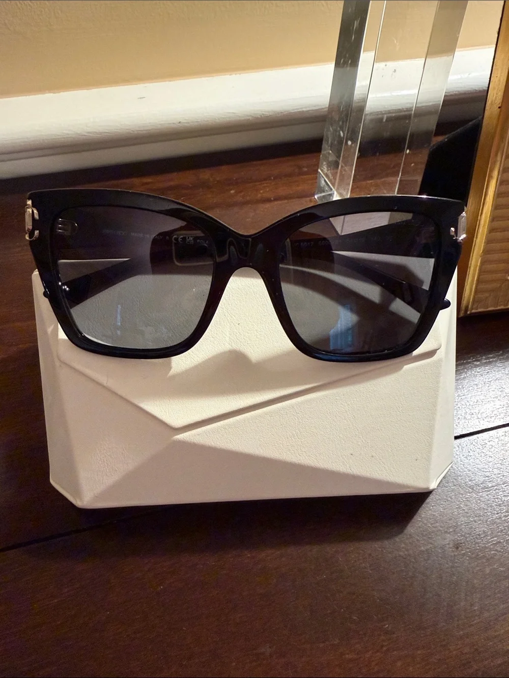 Jimmy Choo Black Oversized Cat Eye Sunglasses